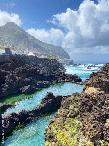  Pools formed by volcanic lava, naturally filled with sea water. Porto Moniz, Madeira island, Portugal.