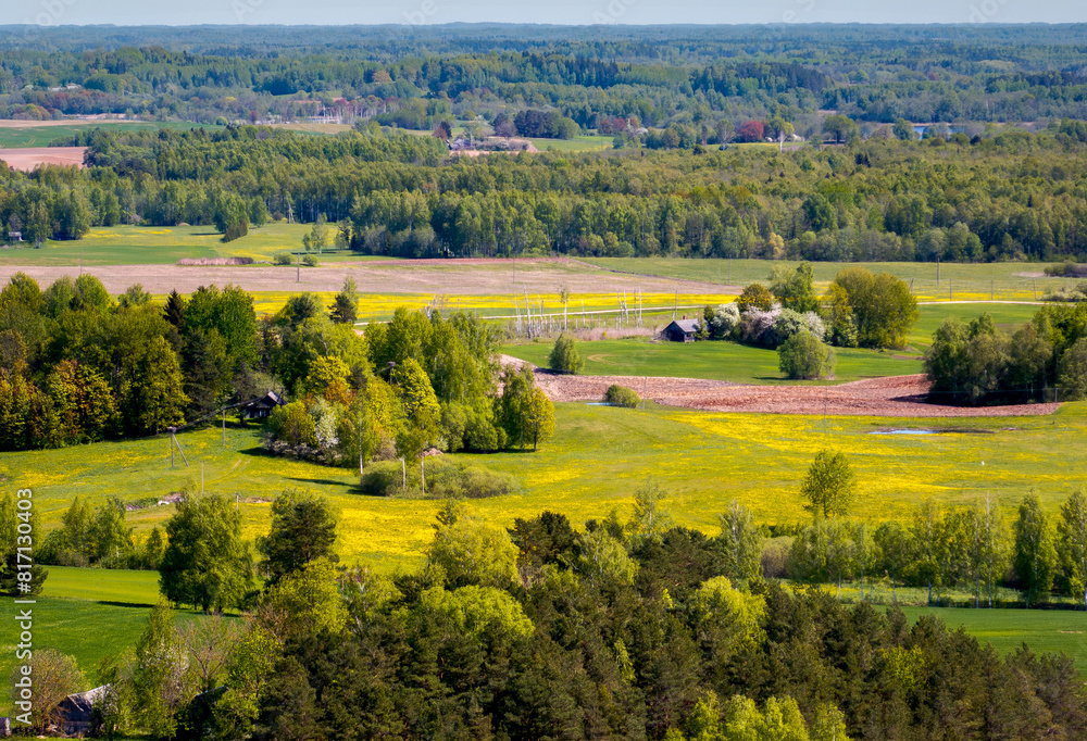 Obraz premium Spring landscape in the countryside of Latgale, Latvian nature.