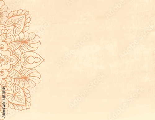 Light ornamental background with copy space with mandala outline in mehndi style and delicate floral design for banners  invitations  cards 