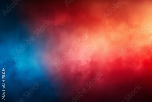 A close up of a red and blue background with a black background
