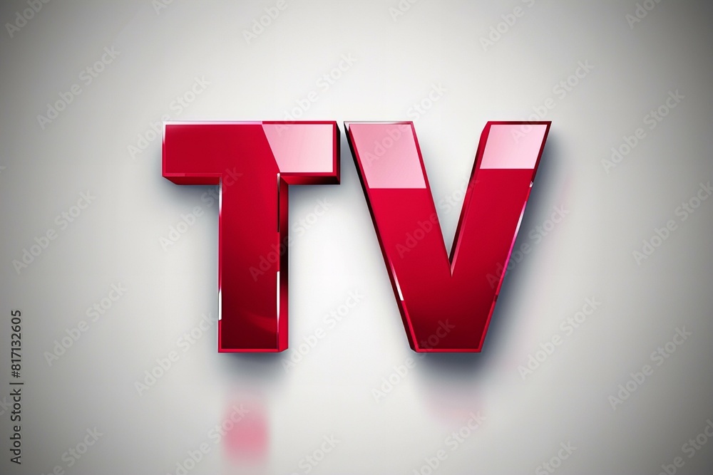 A close up of a red tv logo on a white background