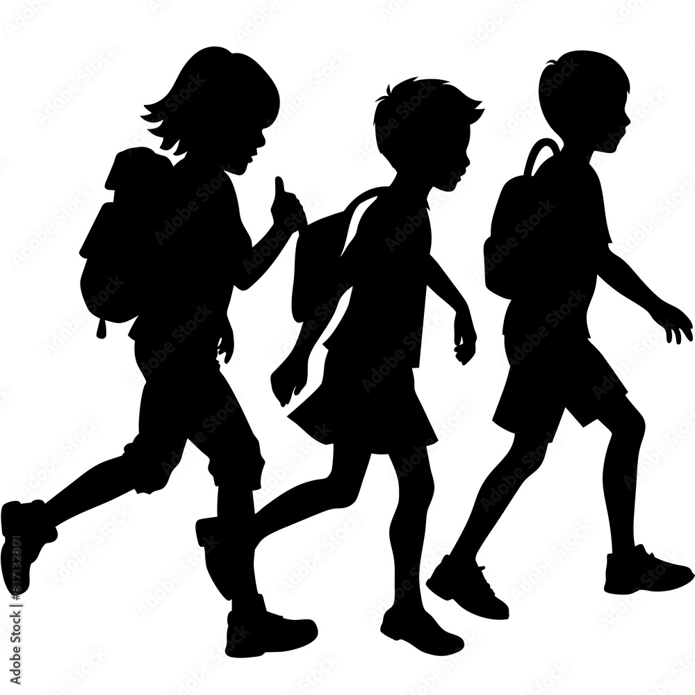 silhouettes of children