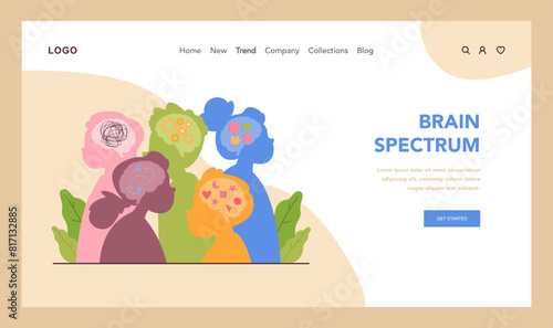 Neurodiversity web banner or landing page. Cognitive development