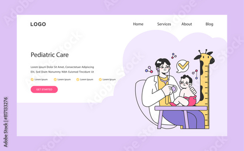 Pediatric Care concept. Ensuring child health development and milestones. Flat vector illustration.