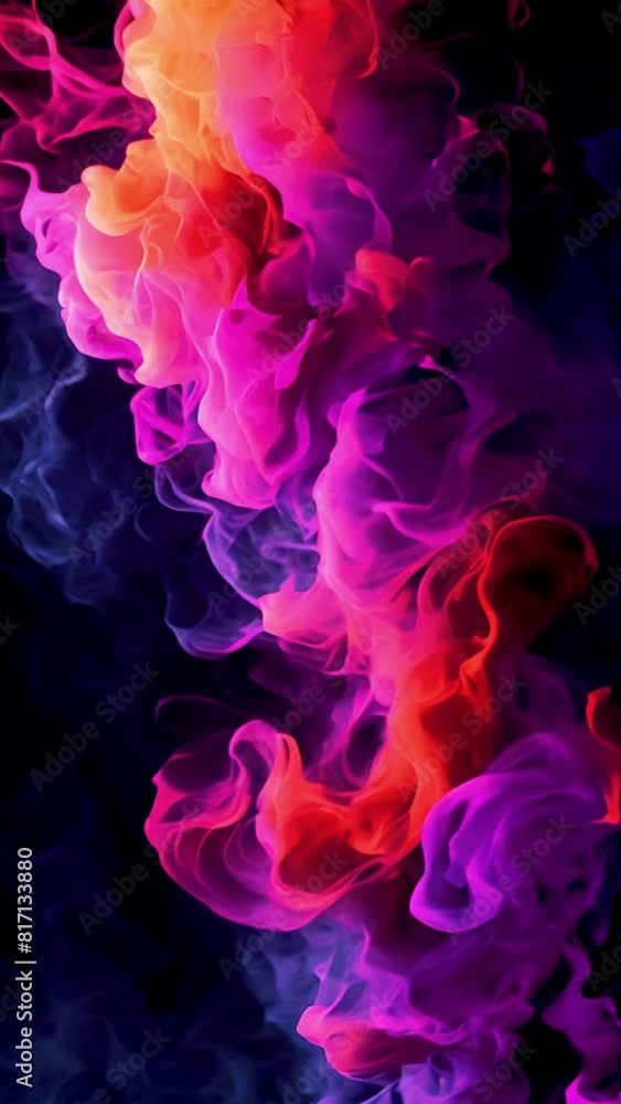 Purple neon smoke on dark background. Ink color blend. Paint water drop. Transition reveal effect. Neon pink blue fluid splash on vibrant purple fume texture creative abstract background 4k video. col Purple neon smoke on dark background. Ink color blend. Paint water drop. Transition reveal effect. Neon pink blue fluid splash on vibrant purple fume texture creative abstract background 4k video. col