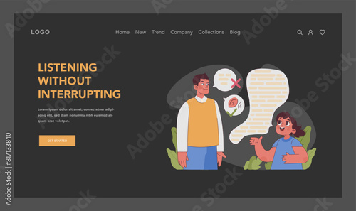 Listening without interrupting concept. Flat vector illustration