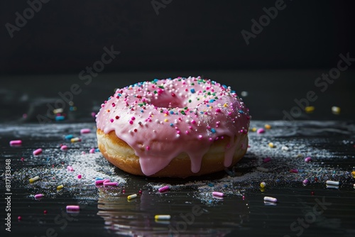 Luscious and creamy donuts against dark surroundings photo