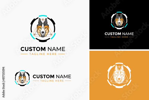 Abstract technology animal fox vector logo template