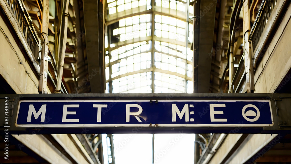 Fototapeta premium Metro station sign out of focus