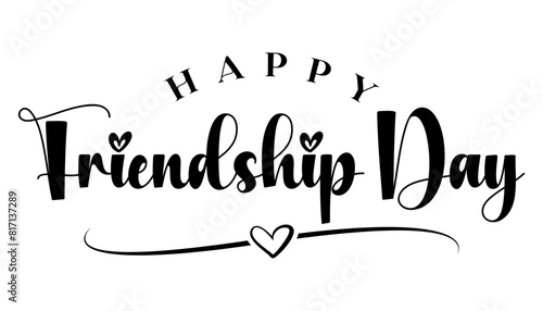 Happy friendship day lettering text vector illustration.