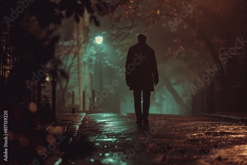 man walking in the night