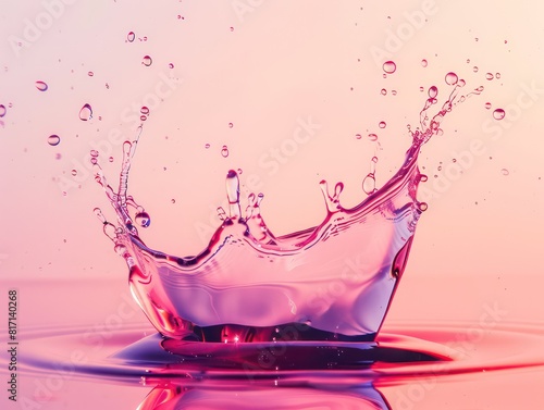 floating liquid splash on a backlit gradient background