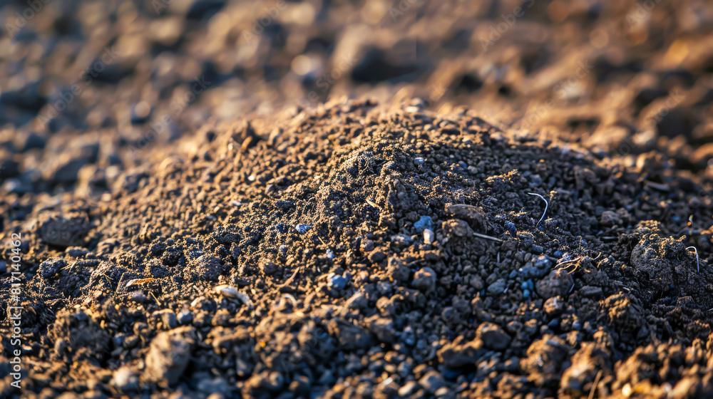 A pile of dirt with a few rocks in it A pile of dirt with a few rocks in it
