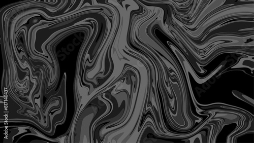 黒い背景の中にグレーの渦を描いたマーブル風背景素材