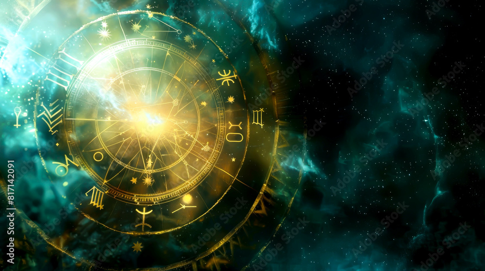 A circle with a lot of symbols on it. The circle is surrounded by a blue background A circle with a lot of symbols on it. The circle is surrounded by a blue background
