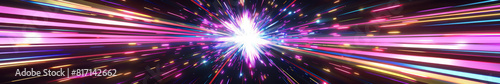 Radiant Light Speed Effect with Colorful Streaks in Space