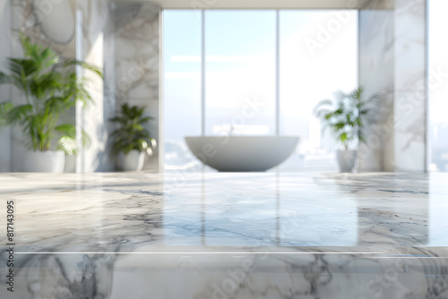 Modern luxury bathroom interior with marble details