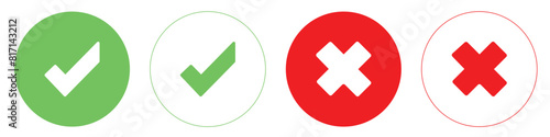 Validation and refusal icons. Green check mark and red cross mark.