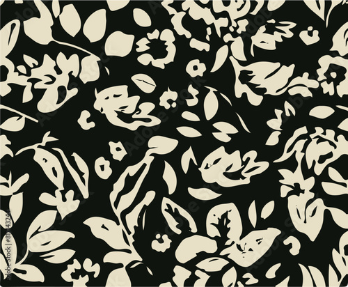 Floral seamless pattern with big flowers and  Vector illustration.