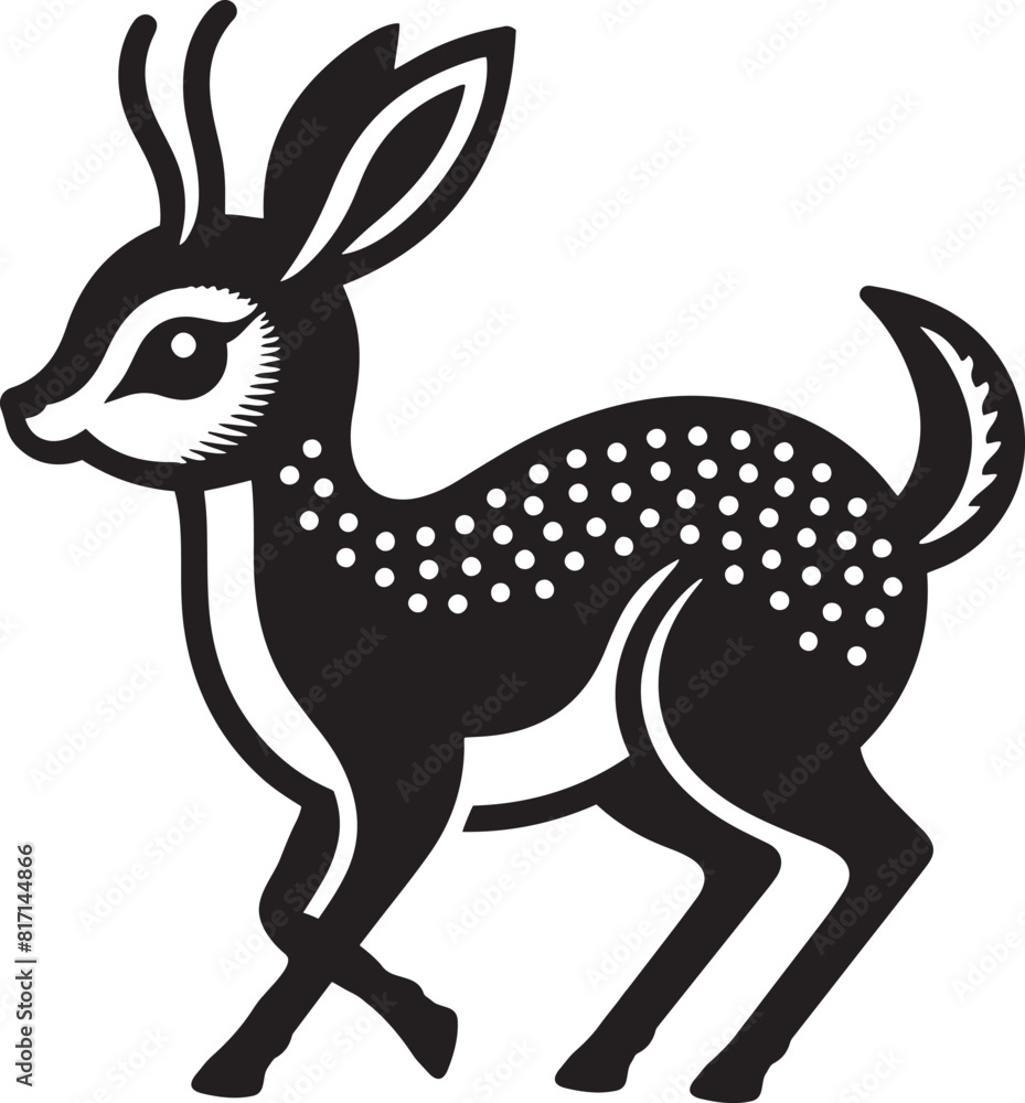 Fototapeta premium Cute baby Dik dik silhouette vector on white background.