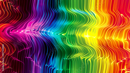 A colorful, rainbow-colored wave pattern. The colors are bright and vibrant, creating a sense of energy and excitement. The image is abstract and artistic, with no clear subject or focal point photo