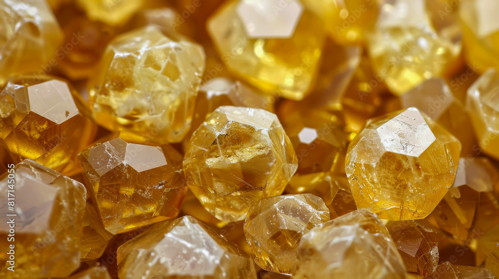 A pile of yellow gemstones with a rough texture. The stones are of various sizes and shapes, and they appear to be made of quartz. Scene is one of natural beauty and wonder A pile of yellow gemstones with a rough texture. The stones are of various sizes and shapes, and they appear to be made of quartz. Scene is one of natural beauty and wonder