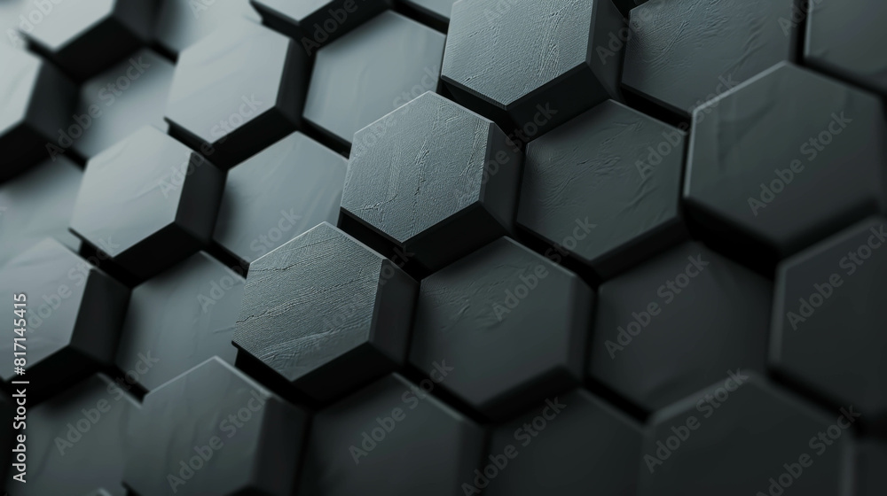 A close up of a black hexagonal pattern. The pattern is made up of many small squares A close up of a black hexagonal pattern. The pattern is made up of many small squares