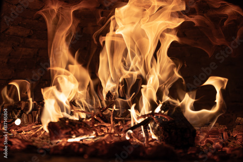 Forno a legna e le sue fiamme photo