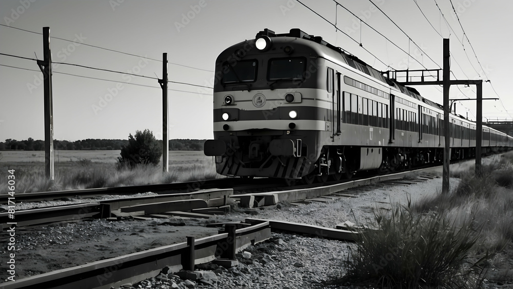 Fototapeta premium Monochrome image of a vintage train