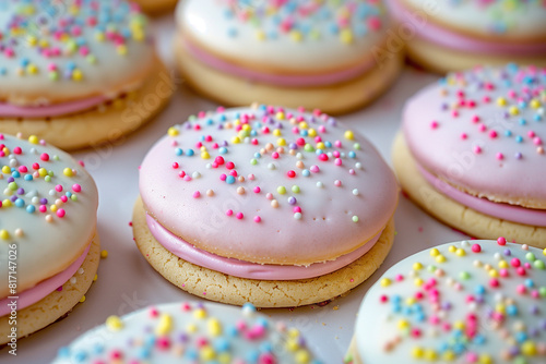 pastel color cookies with sprinkles