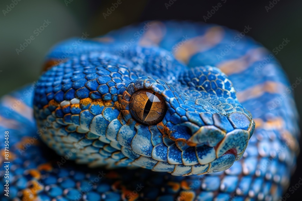 Fototapeta premium Close-up of Blue and Orange Textured Snake