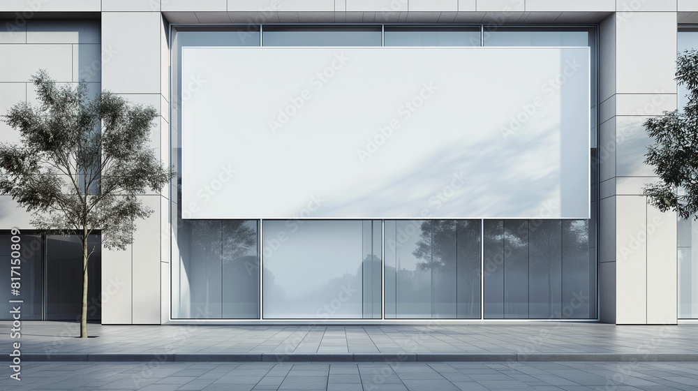 Banner neutral weiß an Business Gebäude - Banner neutral white on business building Banner neutral weiß an Business Gebäude - Banner neutral white on business building