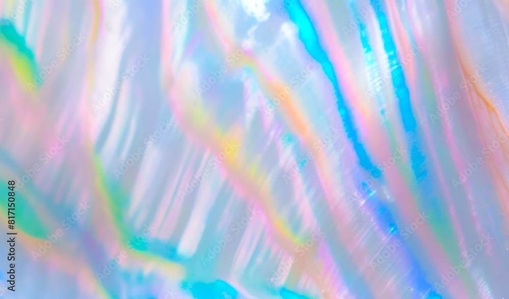 Fototapeta premium Soft Holographic Background with Rainbow Light Reflections: Smooth Rainbow Colored Abstract Pearlescent Gradient Iridescent Blurry Background Wallpaper with Fluorescent Glittering Light Effects