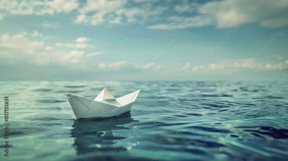 A paper boat representing Earth sails on the vast ocean embodying themes of faith and religion