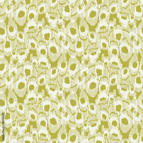 Summer meadow botanical hand drawn vector pattern. Retro fashion garden backdrop for decorative green pink floral seamless swatch. 