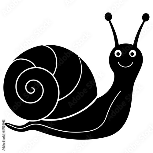 Snail with a happy face vector silhouette