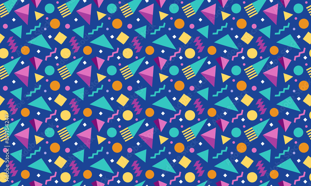 Naklejka premium Memphis Design Seamless Pattern Wallpaper Background