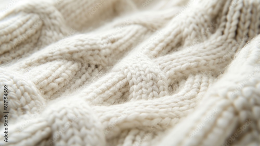 Close-Up of Beige Knitted Wool Fabric Close-Up of Beige Knitted Wool Fabric