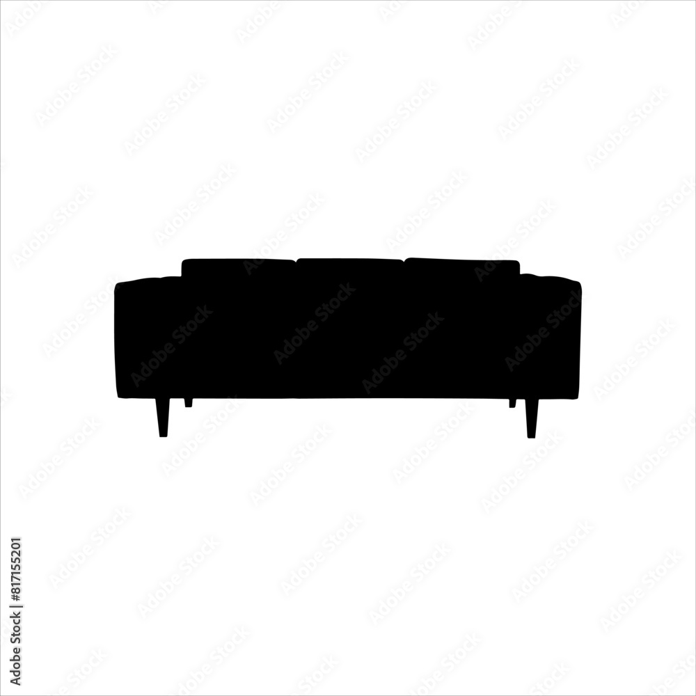 Sofa silhouette isolated on white background. Sofa icon vector illustration. Sofa silhouette isolated on white background. Sofa icon vector illustration.