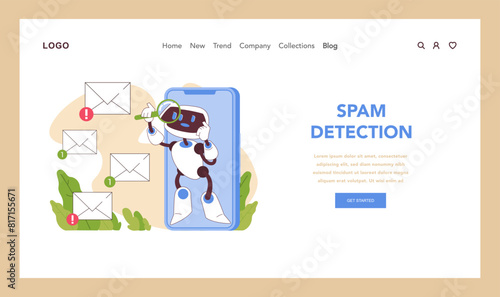 Spam Detection concept. Flat vector illustration