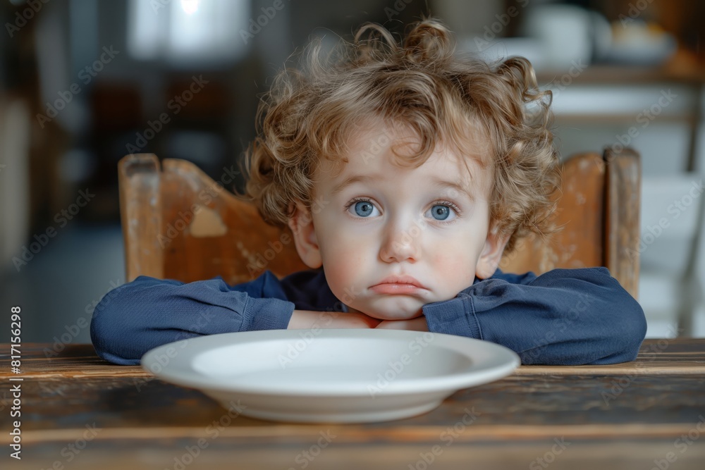 a little boy sitting at a table with a plate of food a little boy sitting at a table with a plate of food