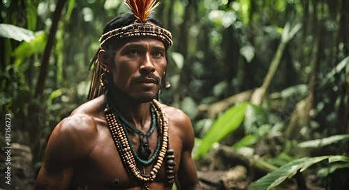 Man from an Amazon tribe. photo