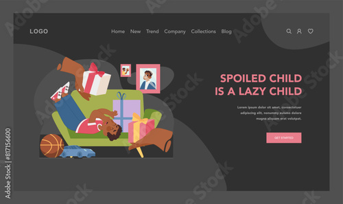 Spoiled and lazy child concept. Flat vector illustration