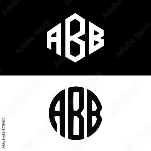 ABB logo. A B B design. White ABB letter. ABB, A B B letter logo design. Initial letter ABB linked circle uppercase monogram logo. A Bletter logo vector photo