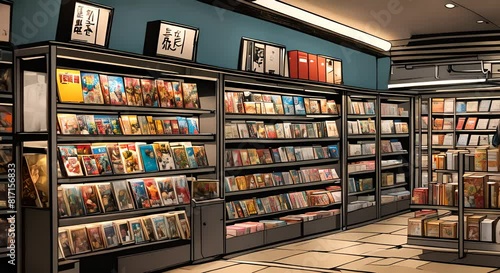 Interior of a manga comics store. photo