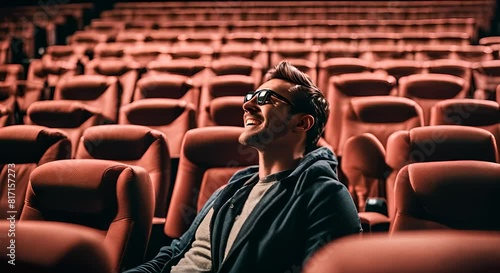 Man with 3d glasses at the cinema. photo