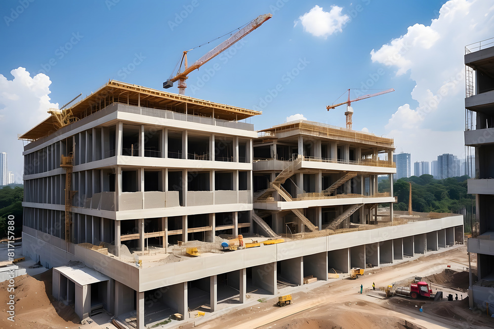 Naklejka premium Building construction engineering project devotion with double Labor Day and the importance of workers' design.
