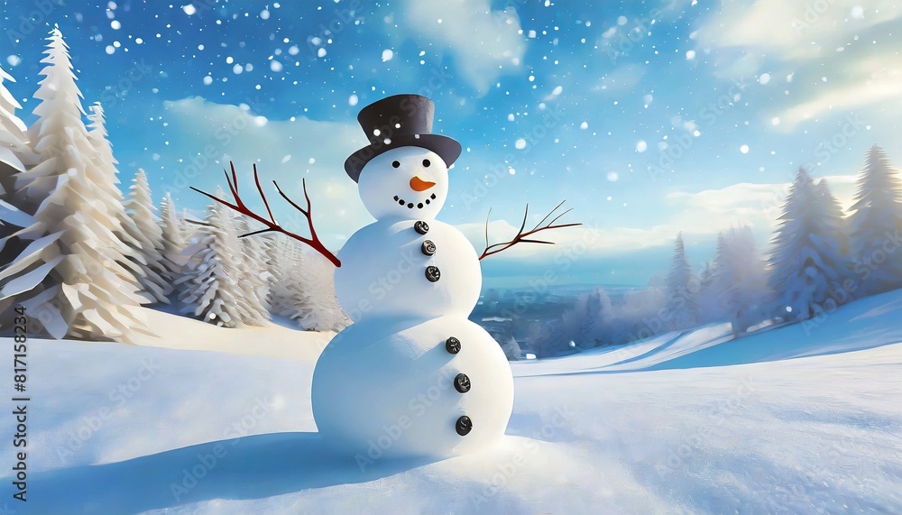 Fototapeta premium snowman in the snow
