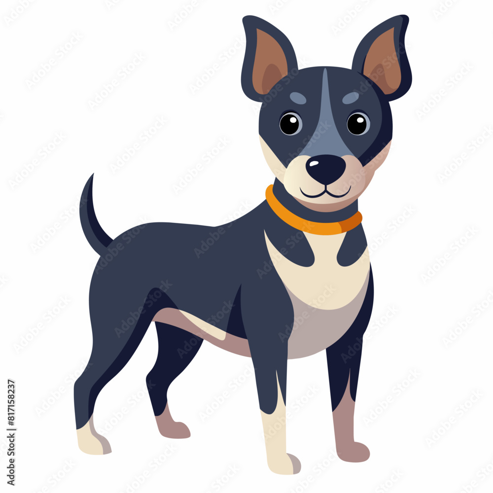 Fototapeta premium Collared dog of Fawn color breed standing on white background