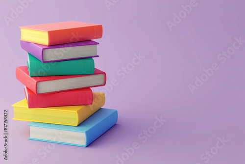 Stacked colorful book in 3D style